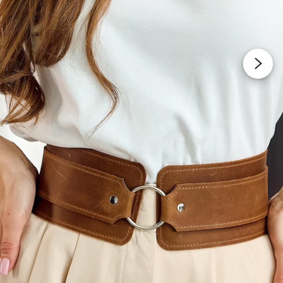 *NEW* Genuine Leather Wide Corset Belt with O Ring 28.5” to 32” Size Small - Picture 2 of 13